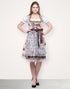 3-teiliges Damen Dirndl Set - Kleid, Bluse und Schürze im blumigen Design